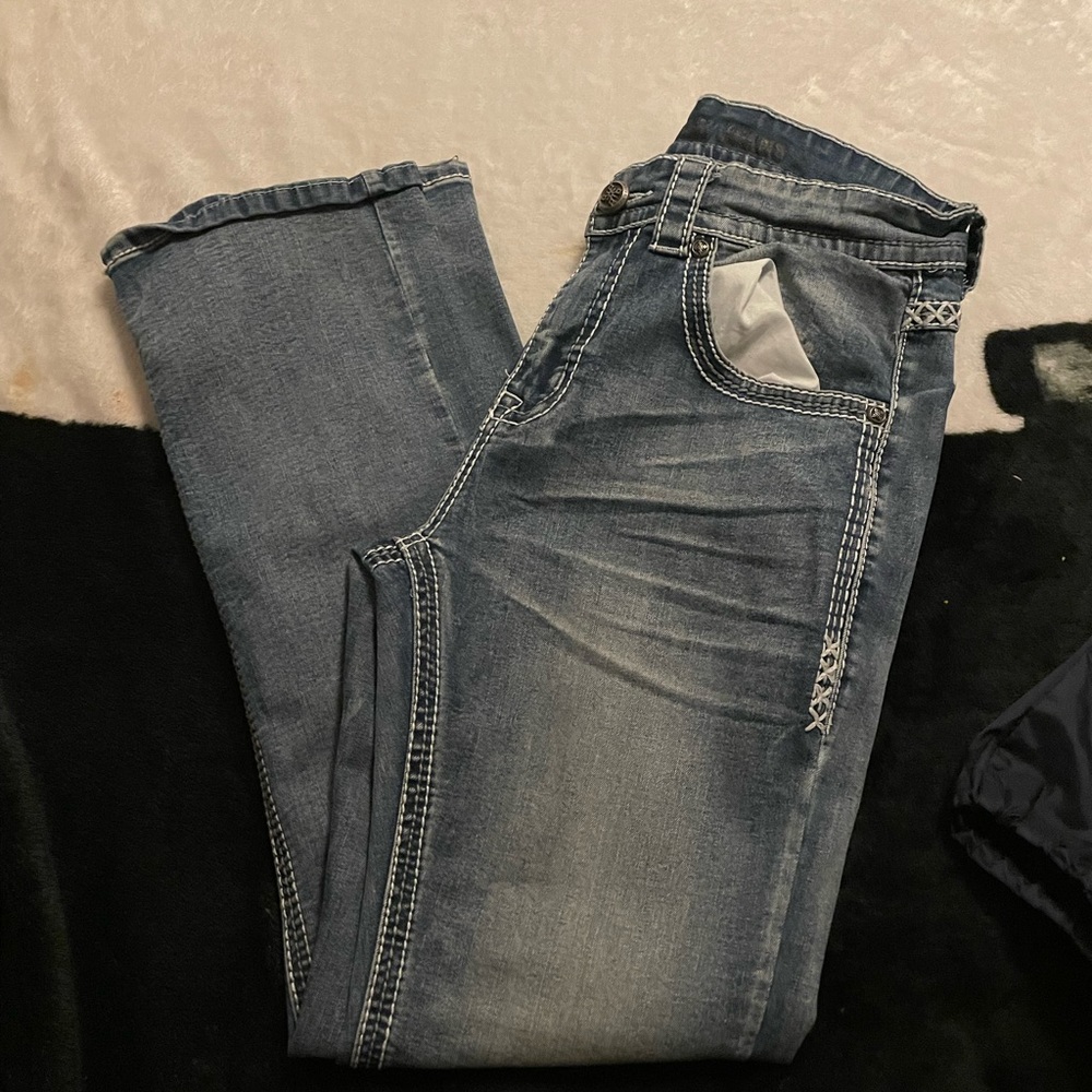 Blue bootcut jeans